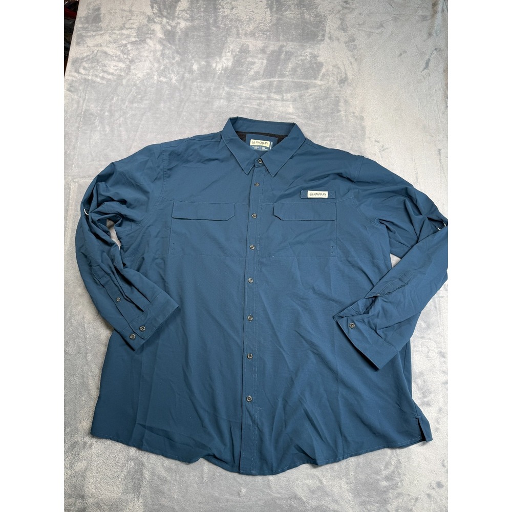 Magellan Fishing Shirt Mens 3XL Teal Vented Moisture Wicking Short Sleeve